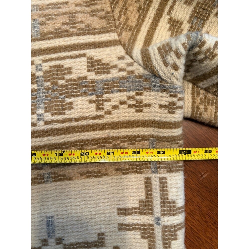 VTG Lands End Wool Coat Blend Aztec Print Jacket Beige Tan Southwest Geometric - Picture 13 of 16